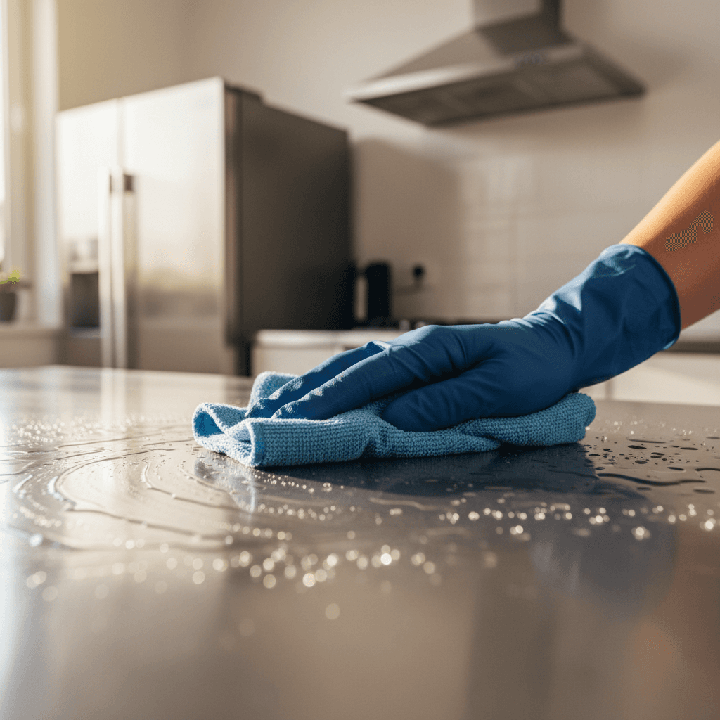 Kitchen deep cleaning with professional degreasing equipment