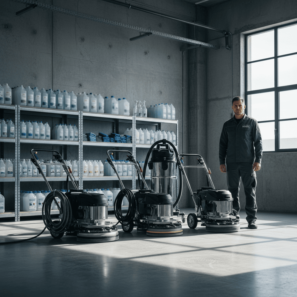 Professional cleaning equipment and modern tools used by Zeabl For Building Cleaning Services