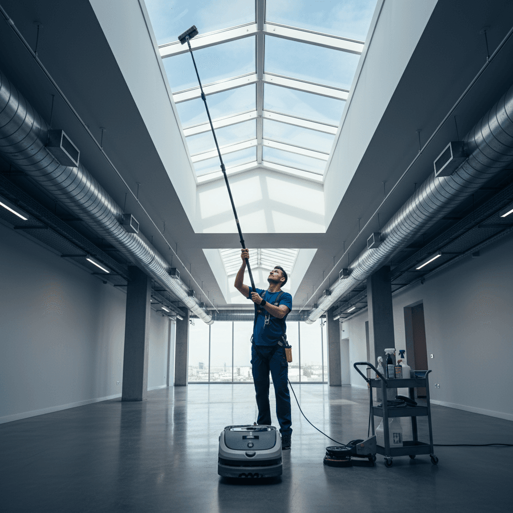 Professional wall and ceiling deep cleaning in commercial spaces